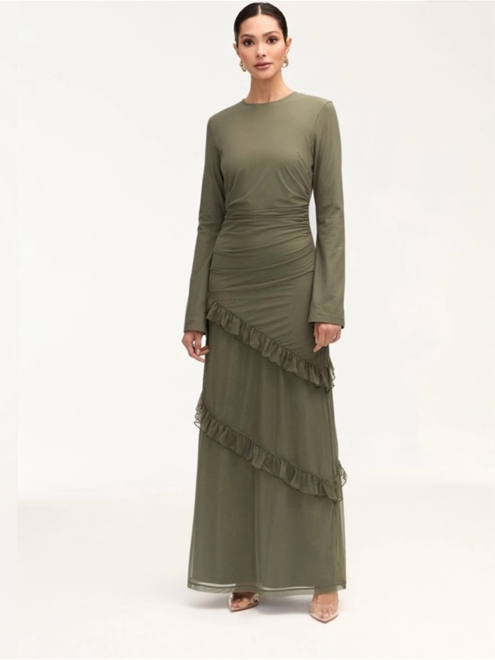 Sabrina Waterfall Maxi Dress - Twilight Mauve
Long Sleeve Ruffled Maxi Dress